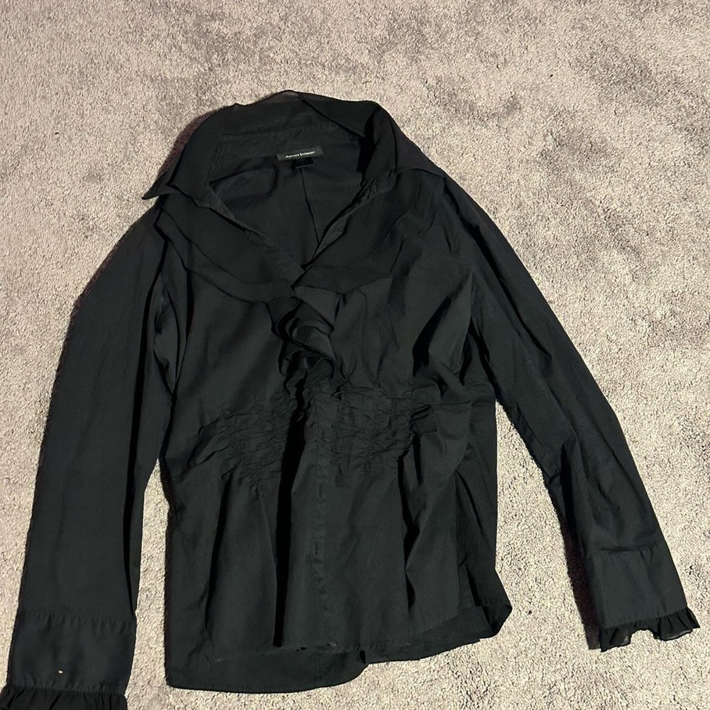 Collared Ruffled Button-Up - Picture 4 of 4